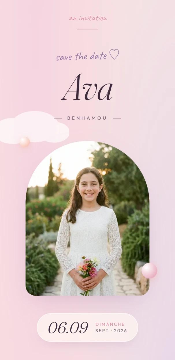 Preview of the Céleste digital invitation template