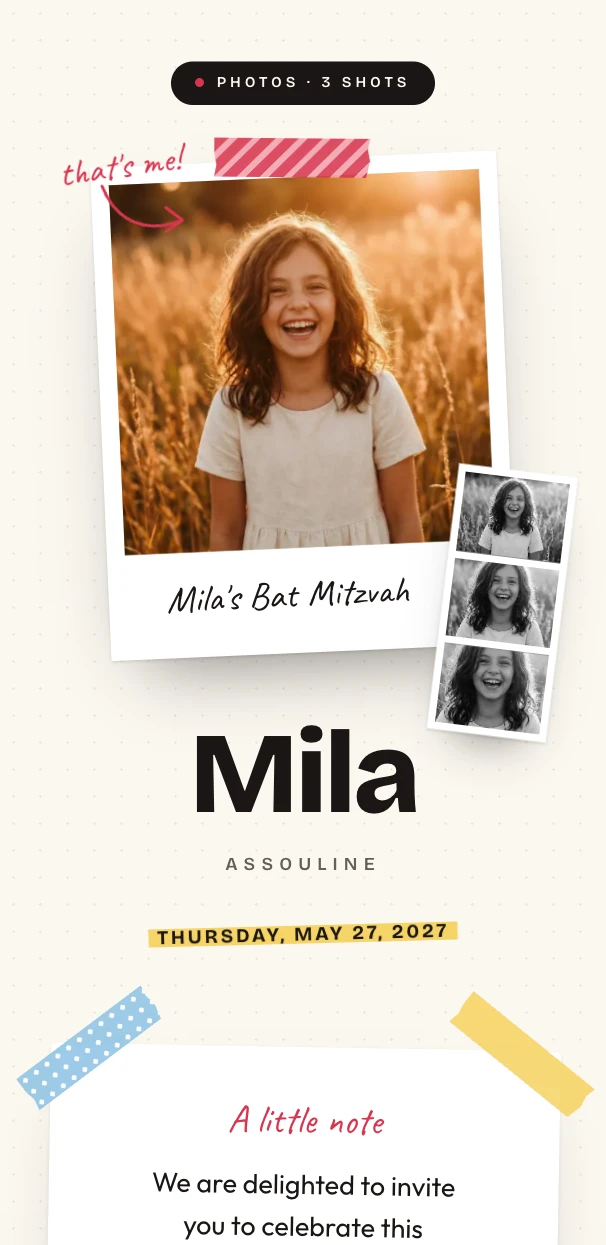 Preview of the Instantané digital invitation template