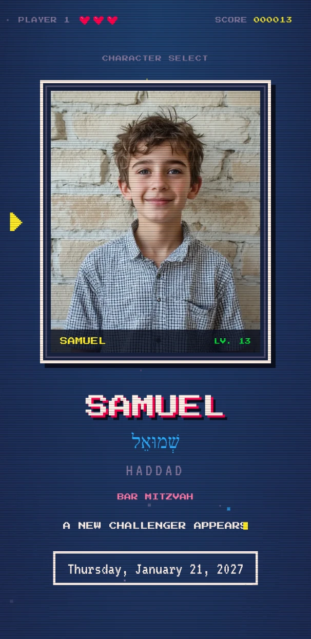 Preview of the Level Up digital invitation template