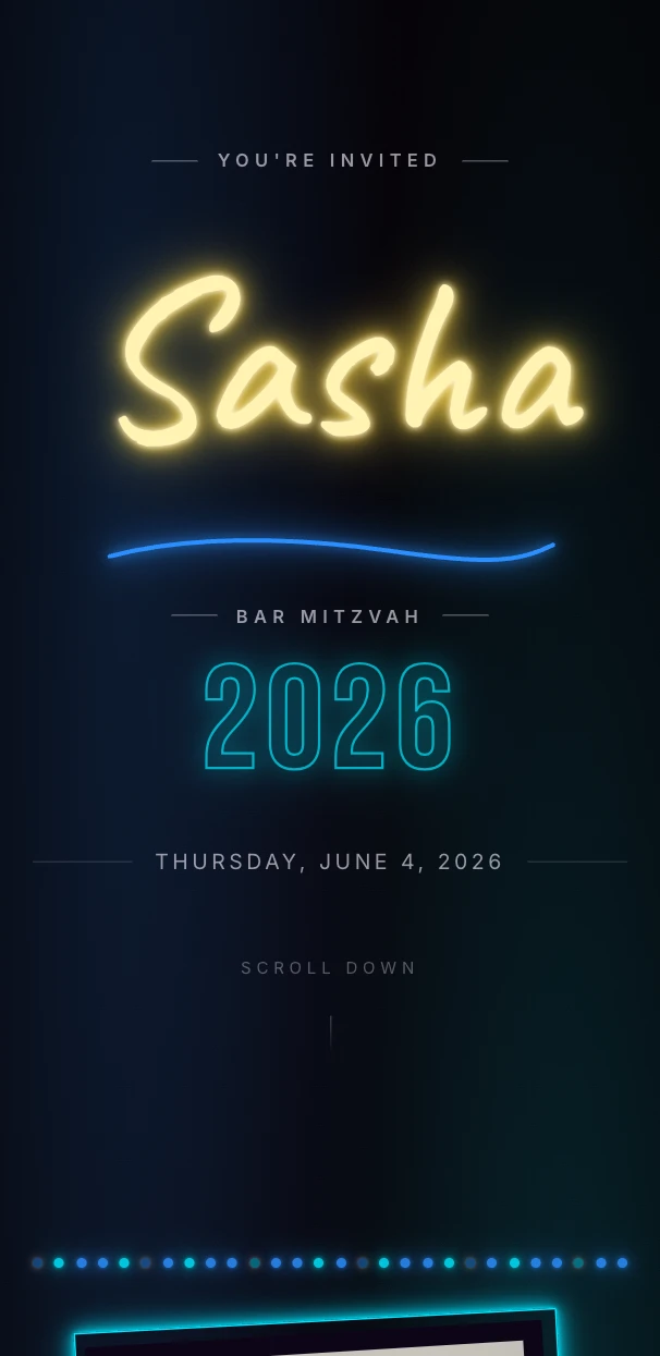 Preview of the Neon Glow digital invitation template
